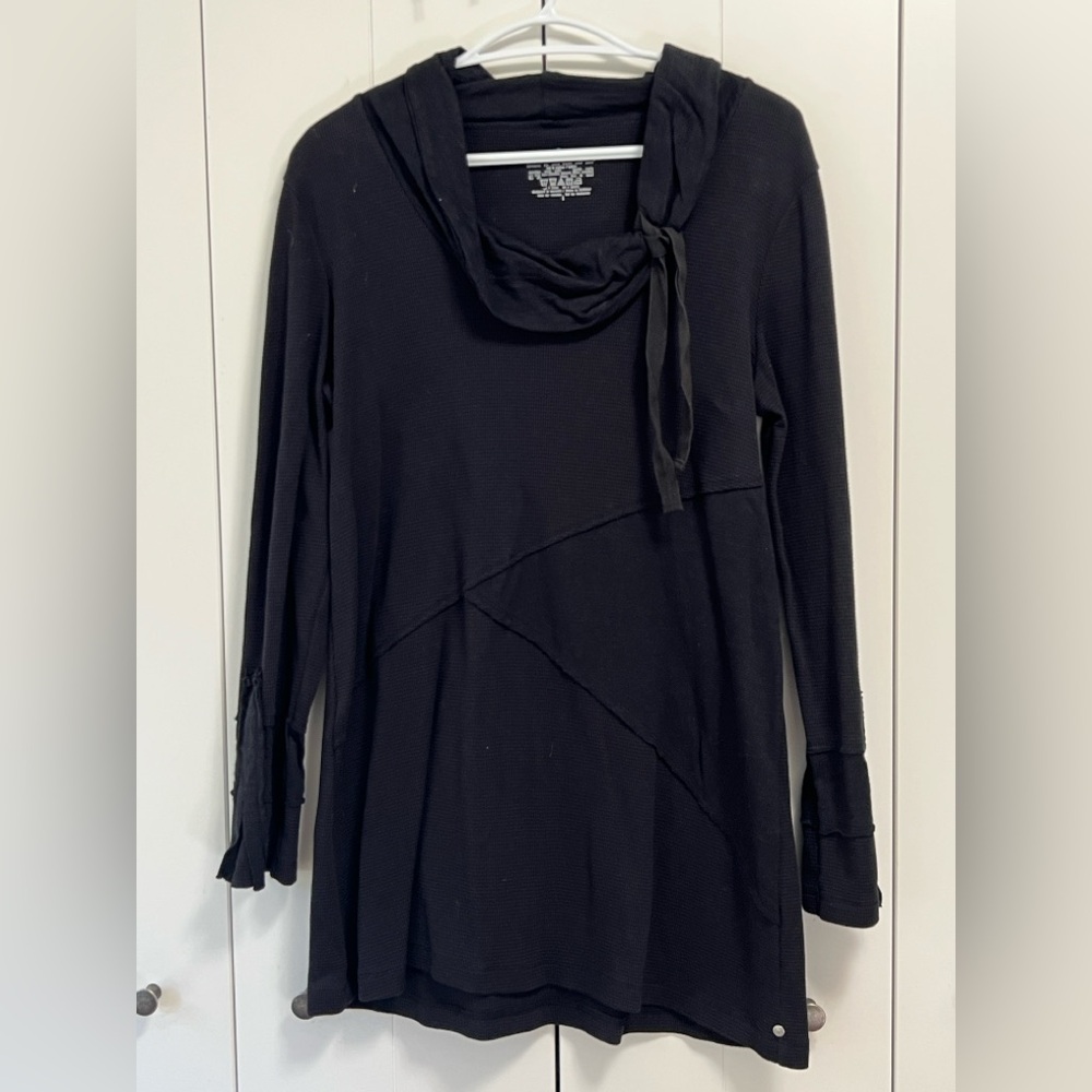 Neon Buddah tunic Dark black waffle cotton